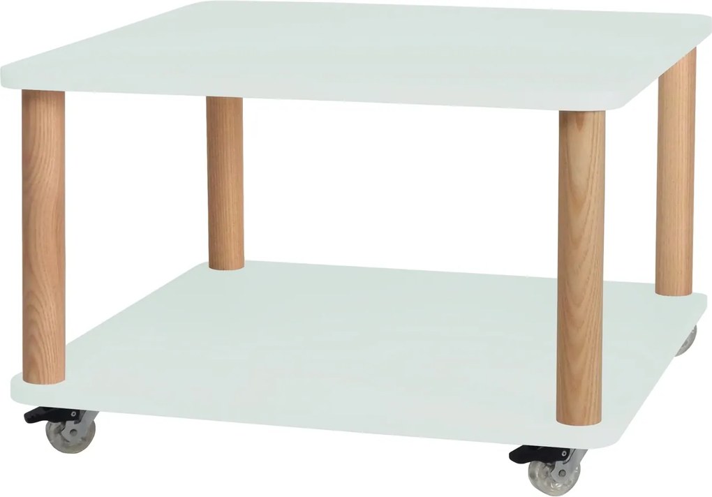 Kwadratowy stolik kawowy na kółkach Ashme z kolorowym blatem 64x64 cm
