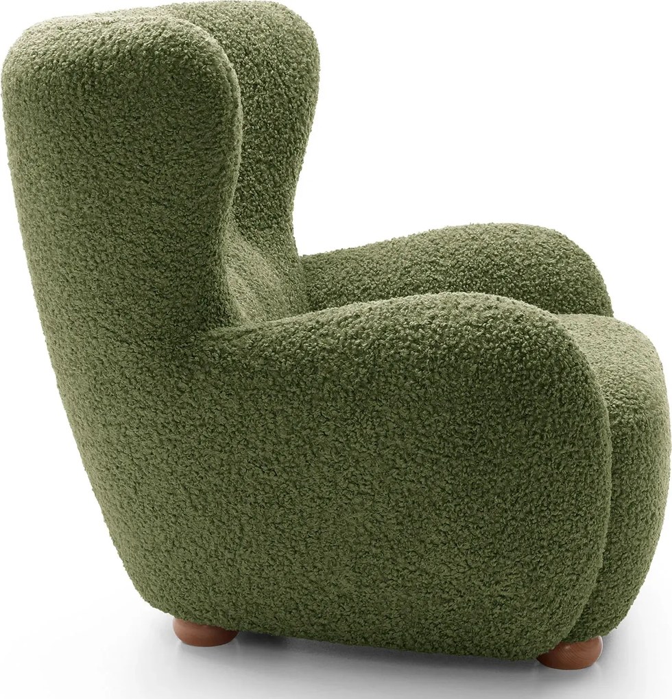 Zielony fotel uszak baranek oliwkowy T7-M08