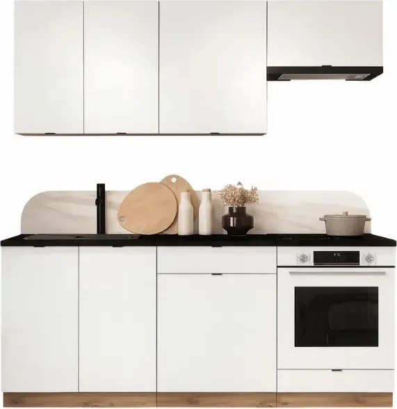 Komplet 6 szafek kuchennych biały + dąb artisan 200 cm C1-N88