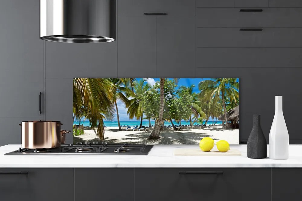 Panel Szklany do Kuchni Cień Palmy Na Piasku