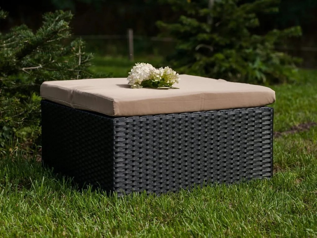 Pufa ogrodowa z czarnego technorattanu TINTO