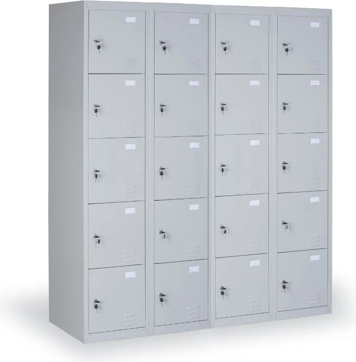 Szafka skrytkowa S2, 10 schowków, 1820 x 760 x 500 mm, demontaż, zamek cylindryczny, drzwi szare