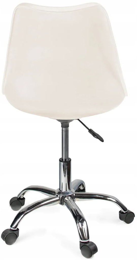 Białe krzesło na kółkach z czarną poduszką H5-N21