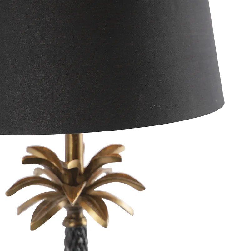 Lampa stołowa art deco brązowa z czarnym abażurem 35 cm - Areka ArtDeco Oswietlenie wewnetrzne