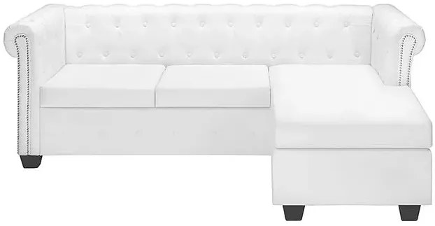 Narożnik z leżanką w stylu Chesterfield Xavier 4Q - biały