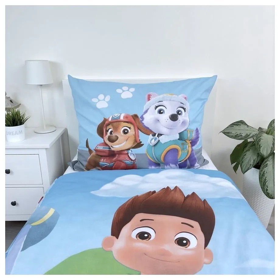 Niebieska bawełniana pościel dziecięca jednoosobowa 140x200 cm Paw Patrol – Jerry Fabrics