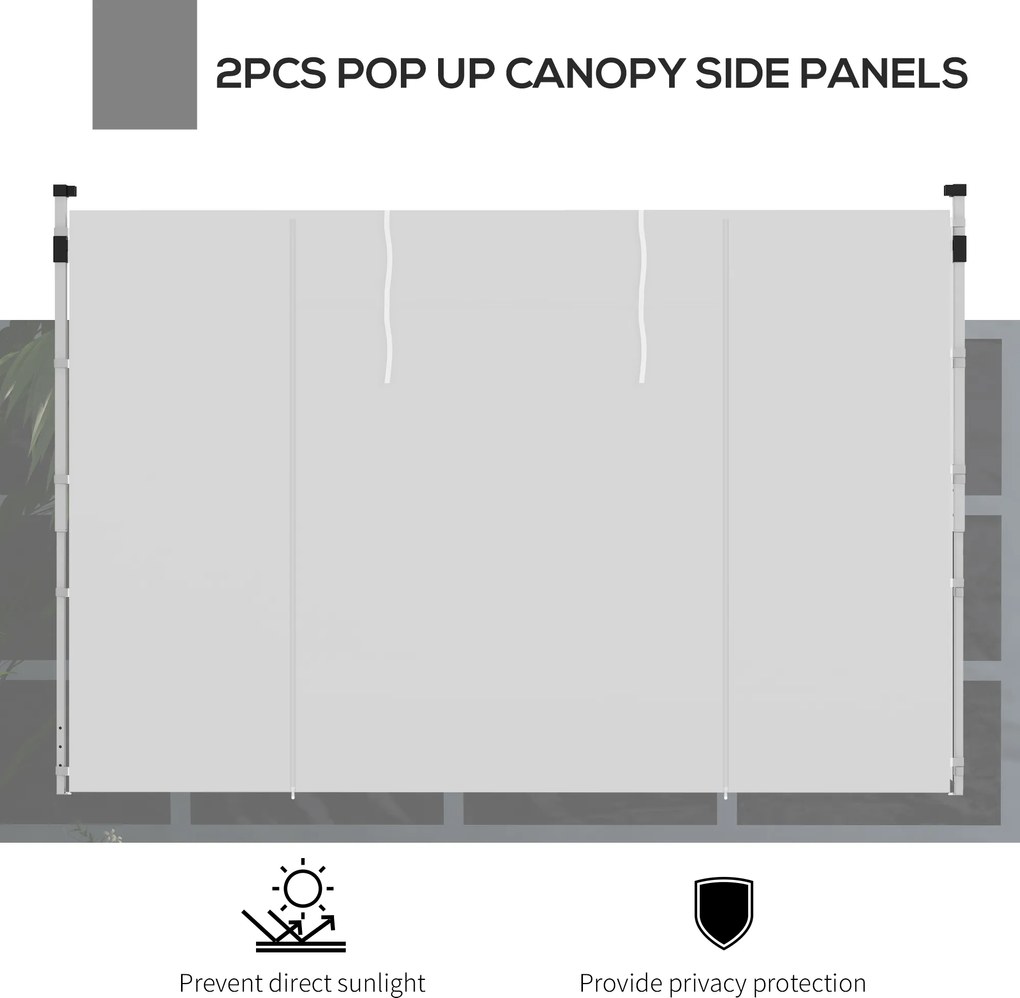 Outsunny Zasłony do Altany, Zestaw 2 szt., do altan ogrodowych 3x6m lub 3x3m, z oknami i drzwiami, Biały