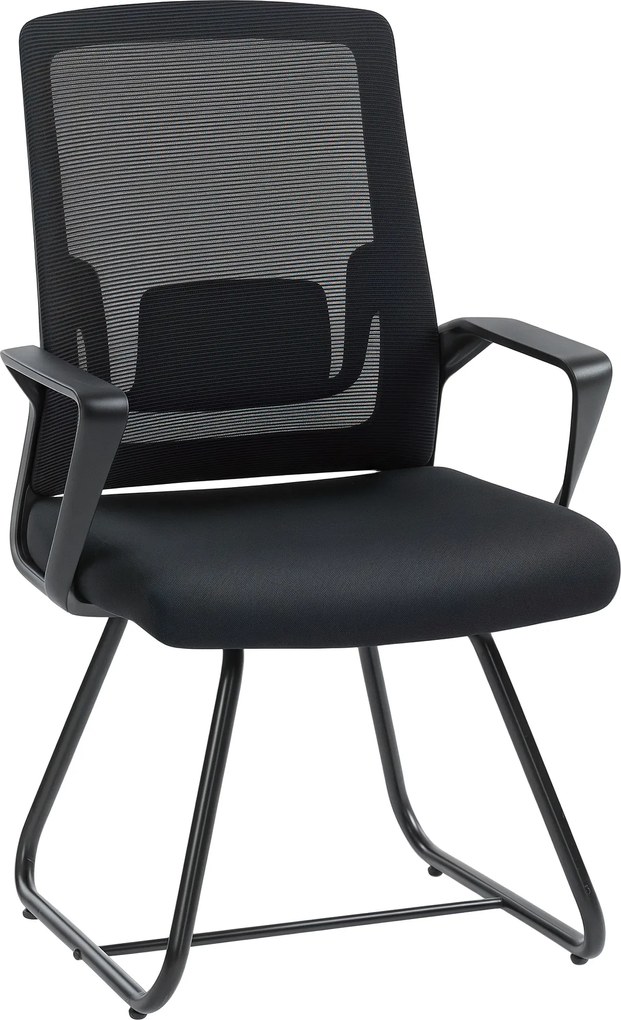 HOMCOM Krzesło biurowe z podłokietnikami, wsparciem lędźwiowym, siatkowym oparciem, do biura, sali konferencyjnej, czarne | Aosom PL
