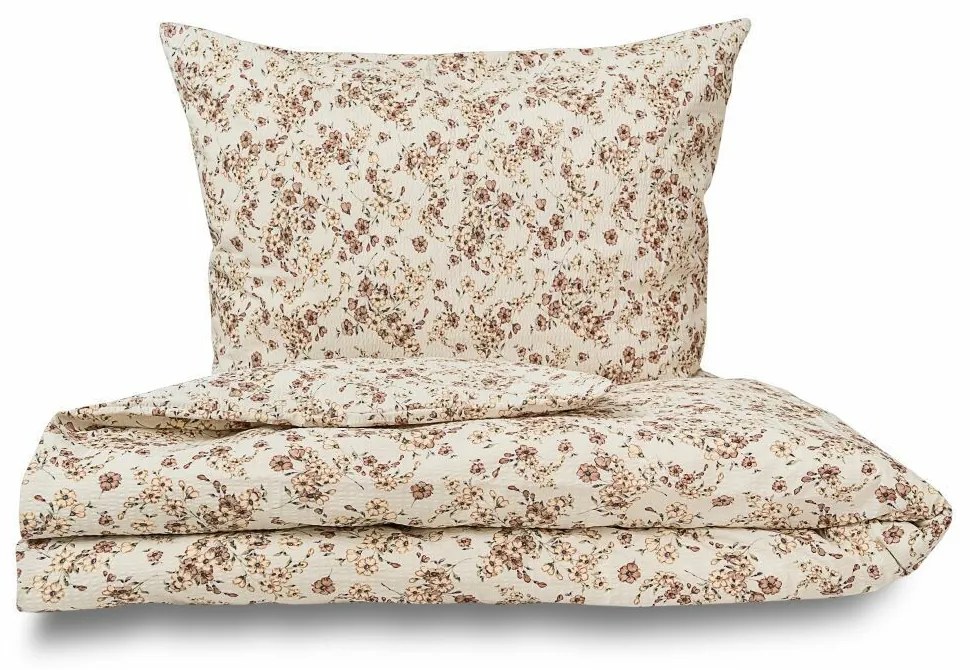 Kvalitex Pościel krepa Kvítí beżowa, 220 x 200 cm, 2 szt. 70 x 90 cm