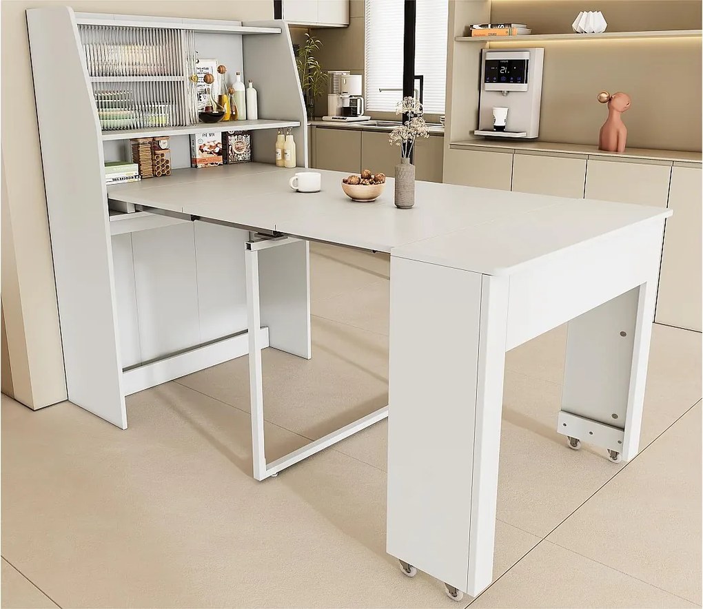 Bufet, składany mebel barowy - z górnymi przegrodami - styl nowoczesny - Biały