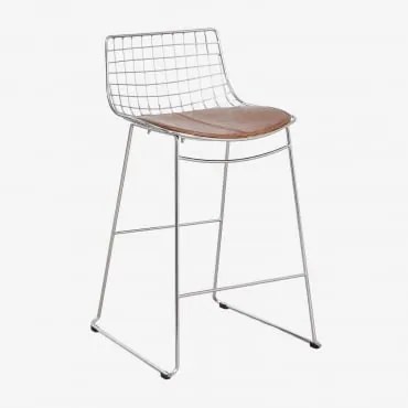 Zestaw 2 Wysokich Stołków Z Oparciem Ze Stali Renee ↑65 Cm & Cromado & Sztucznej Skóry Café Vintage - Sklum