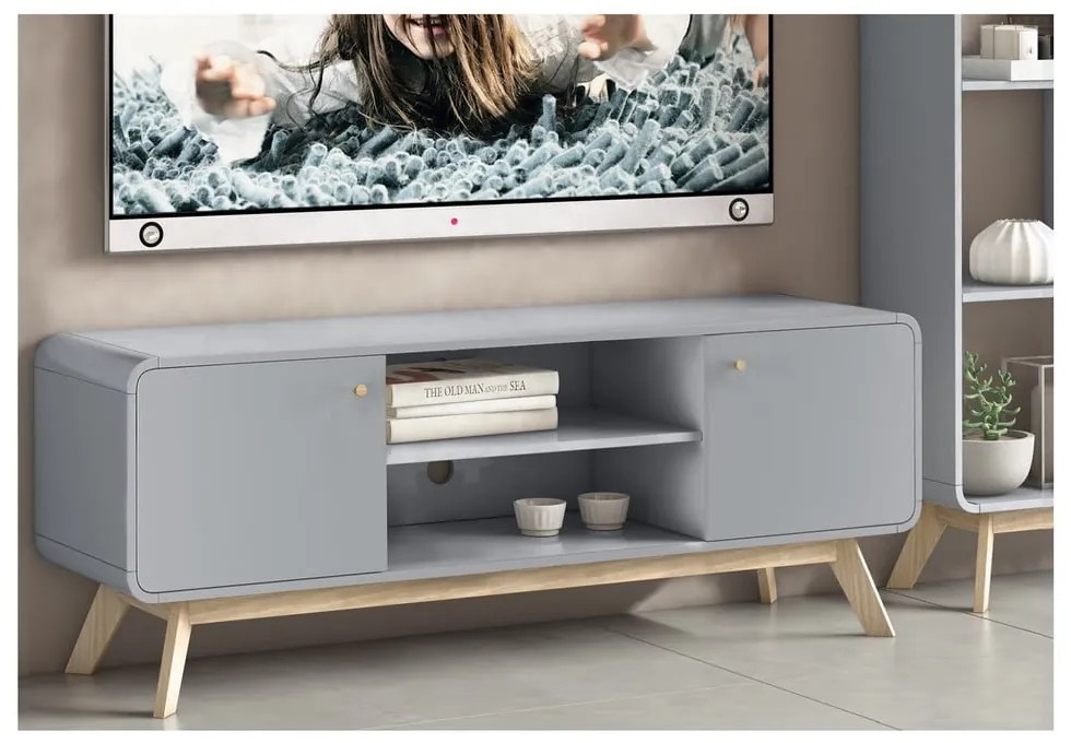 Szara szafka pod TV 140x53 cm Caitlin – Støraa