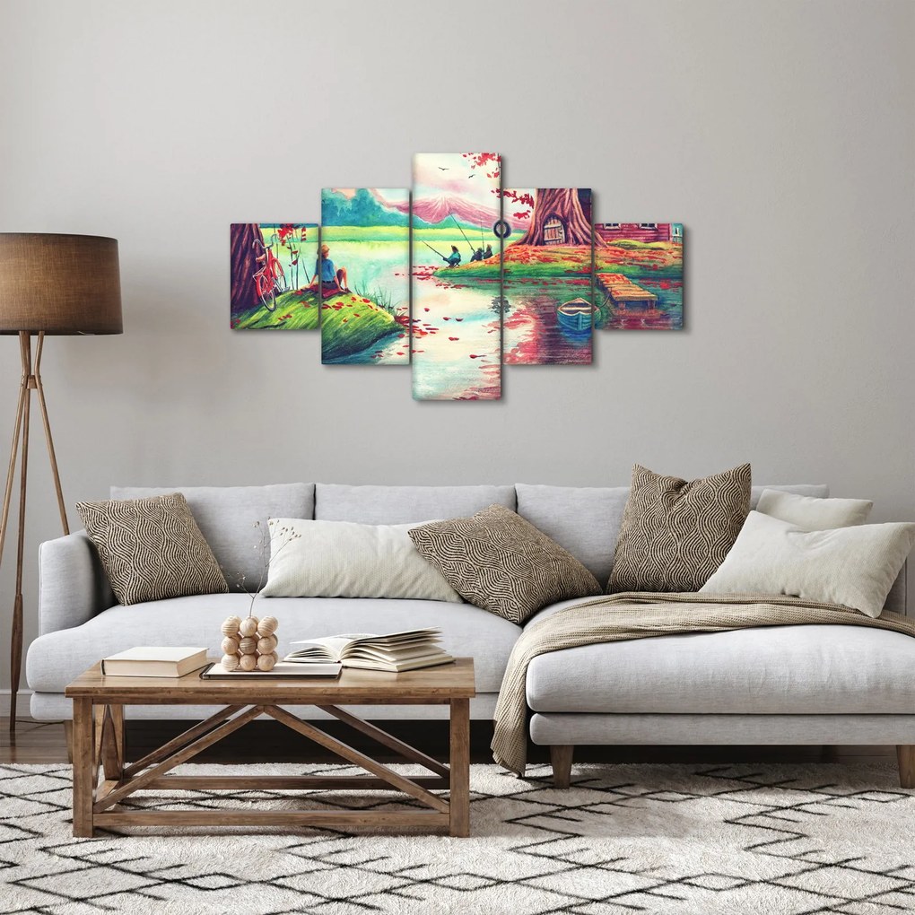 Obraz - Akwarela, Bay in a mountain village (125x70 cm)