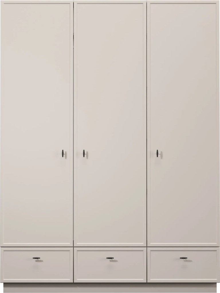 Szafa Lorini 150 cm z półkami - kaszmir / czarne uchwyty T-bar