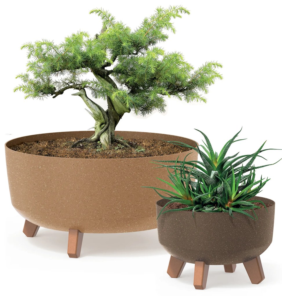 Donica ogrodowa okrągła Gracia Low Eco 24 cm kawa PROSPERPLAST
