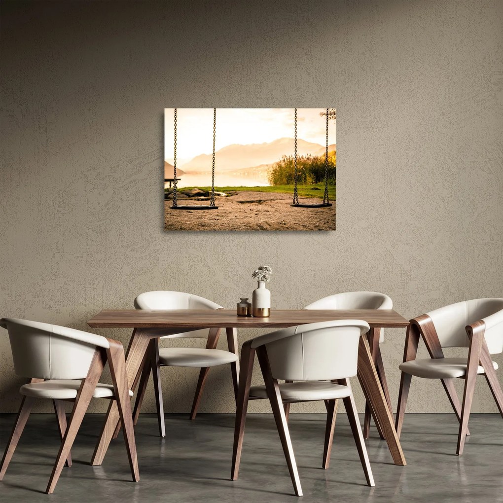 Obraz na szkle - huśtawka w przyrodzie (70x50 cm)