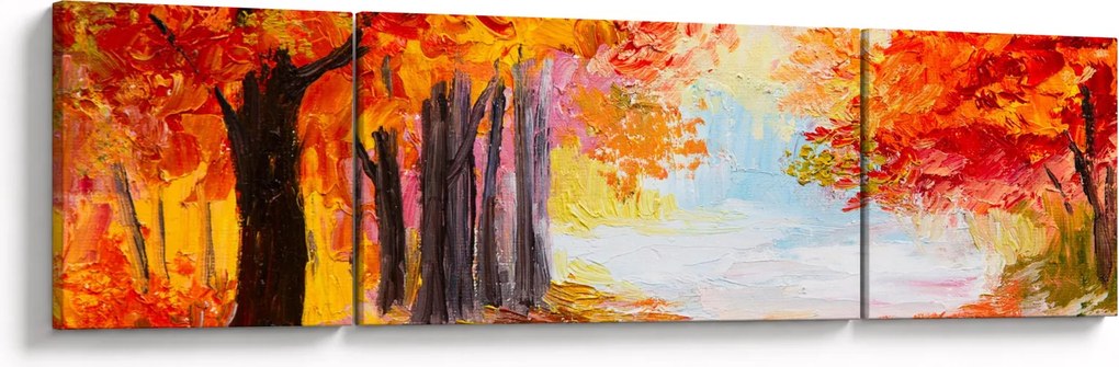 Obraz - Obraz olejny, kolorowa jesień (170x50 cm)