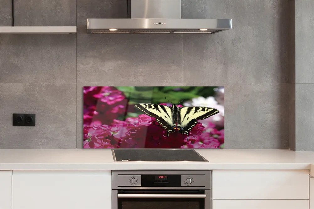 Panel Kuchenny Szklany Motyl na Łące Kwiatowej