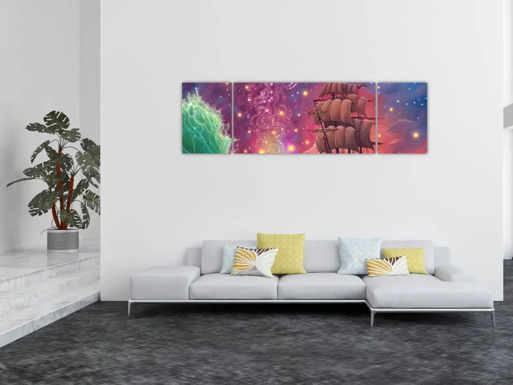 Obraz - Statek z kosmicznym niebem (170x50 cm)