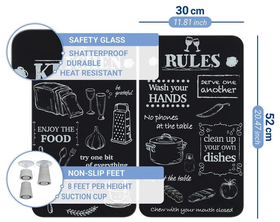 Płyty ochronne na kuchenkę ze szkła hartowanego zestaw 2 szt. 52x30 cm Kitchen Rules – Maximex