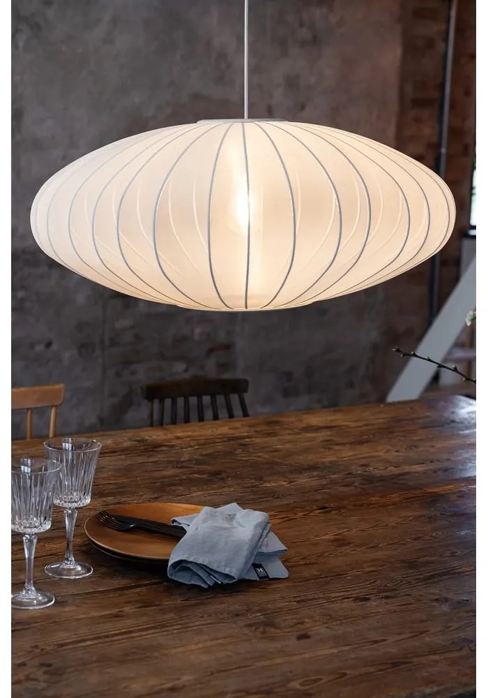 Biała lampa wisząca z tekstylnym kloszem ø 75 cm Florence – Markslöjd