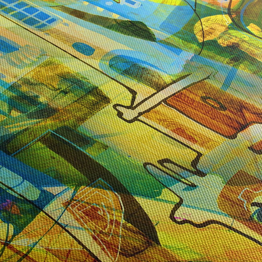 Obraz - Architektura, abstrakcja kubistyczna (170x50 cm)