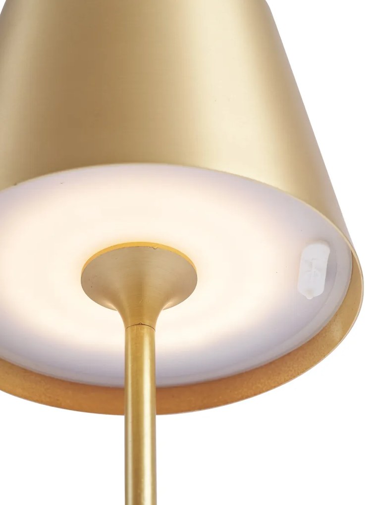 Nowoczesna lampa stołowa złota 37 cm z LED, ściemnialna, IP54, ładowalna - Topi Nowoczesny Oswietlenie wewnetrzne
