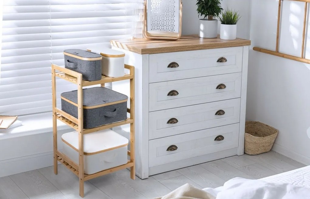 Pojemnik do przechowywania G21 30 x 15 x 15 cm,bambusowy z pokrywką, beżowy