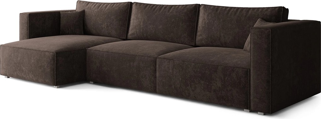 Masseno Narożnik TOLMO z funkcją spania i pojemnikiem na pościel Narozniki L, Rozkładana sofa - Brązowy, LUMO 40