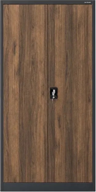 Dwudrzwiowa szafa aktowa z sejfem Eco Design Tomasz, 90x45x185 cm, antracyt/orzech