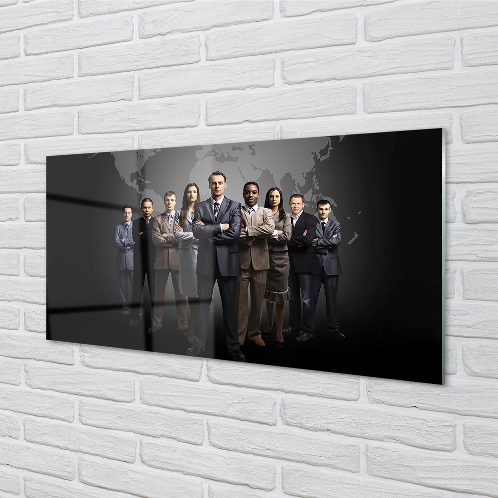 Szkło do Kuchni na Ścianę Mapa Świata z Sylwetkami Ludzi