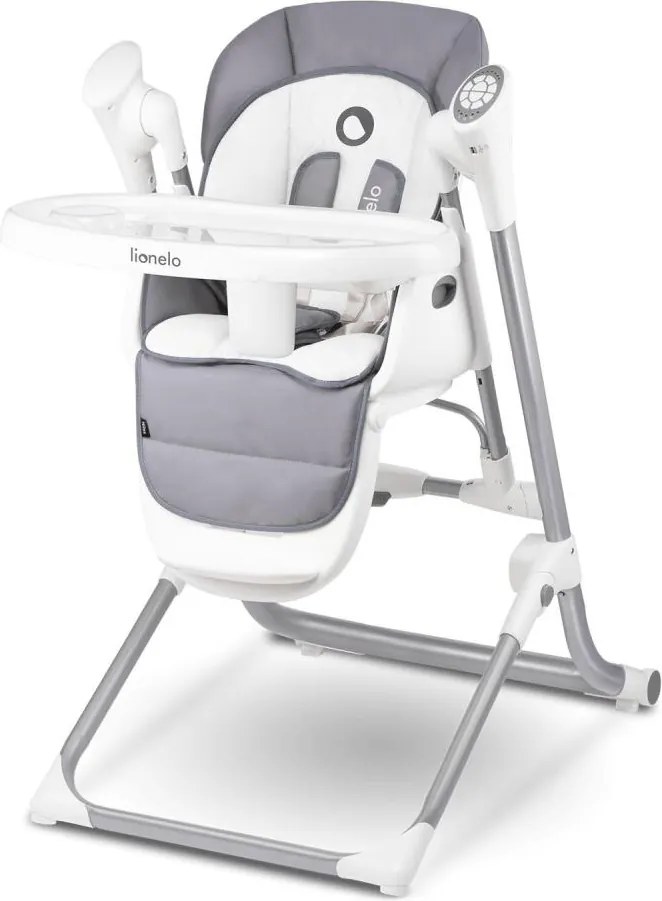 Lionelo - Krzesełko do karmienia NILES Grey 4xAA
