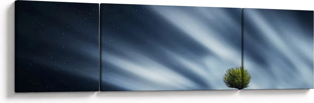 Obraz zorzy polarnej nad wrzosowiskami (170x50 cm)