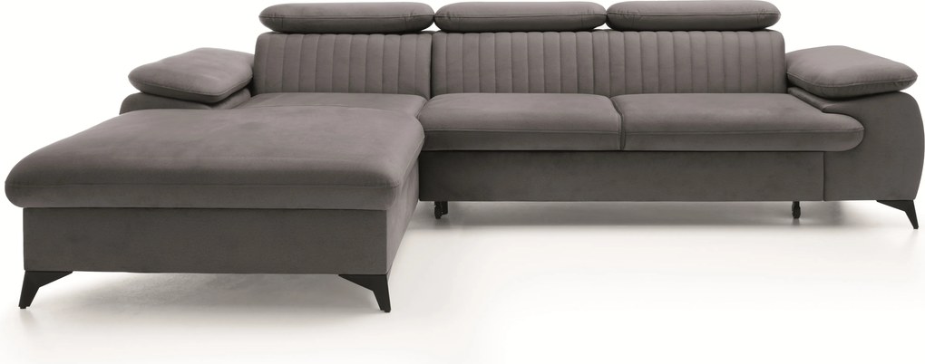 Masseno Narożnik FIORE z funkcją spania i pojemnikiem na pościel Narozniki L, Rozkładana sofa - Szary, MONOLITH 92