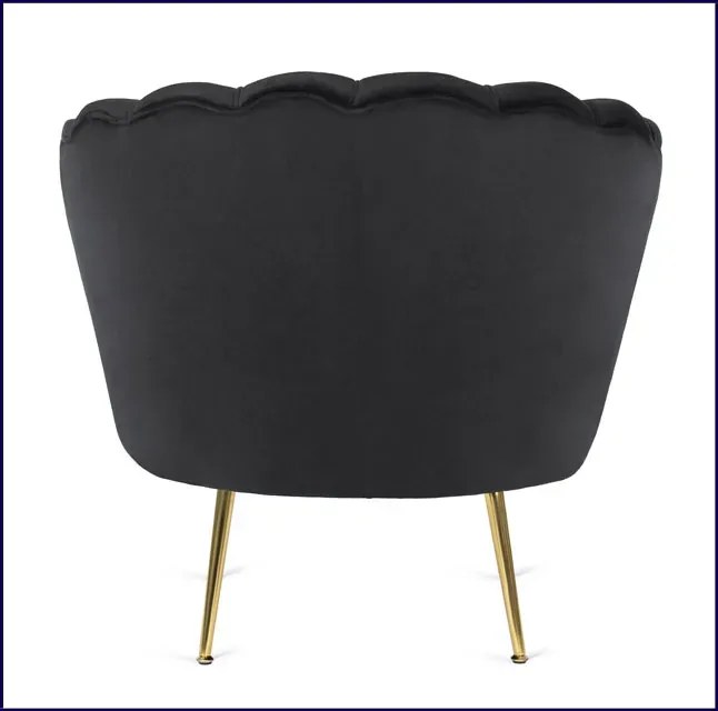 Czarny fotel muszelka w stylu glamour - Batiso