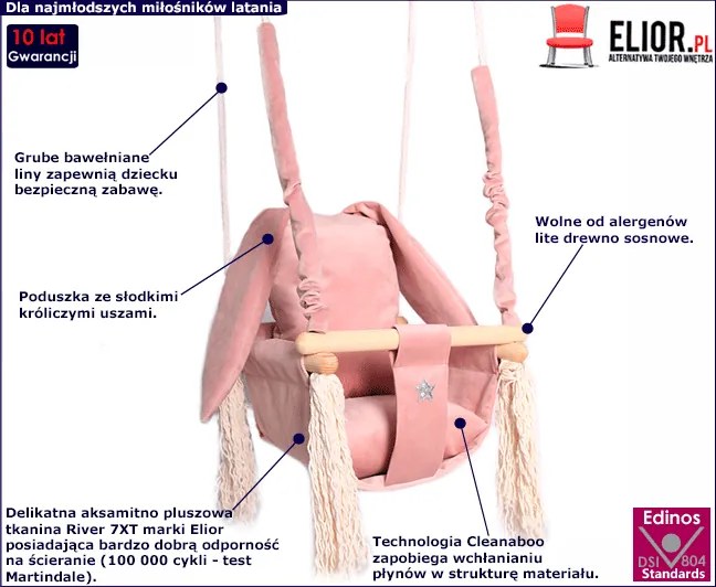 Różowa huśtawka królik dla dziewczynki S6-C04