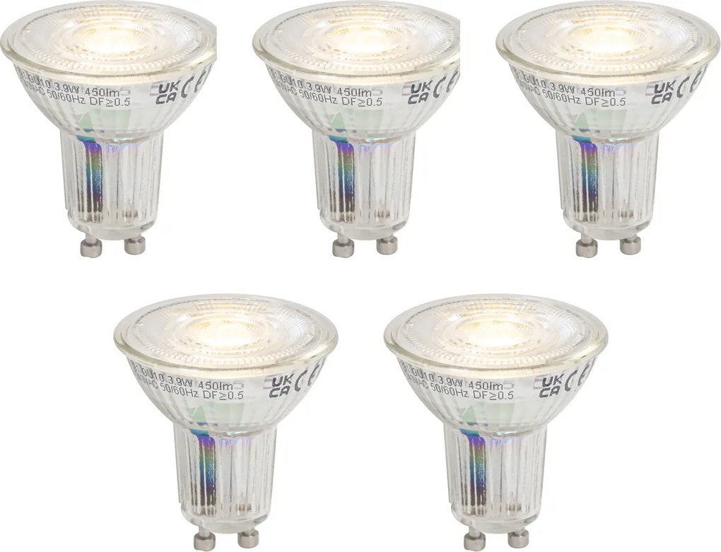 Zestaw 5 ściemnialnych żarówek LED GU10 3.9W 450 lm 3000K o długiej żywotności