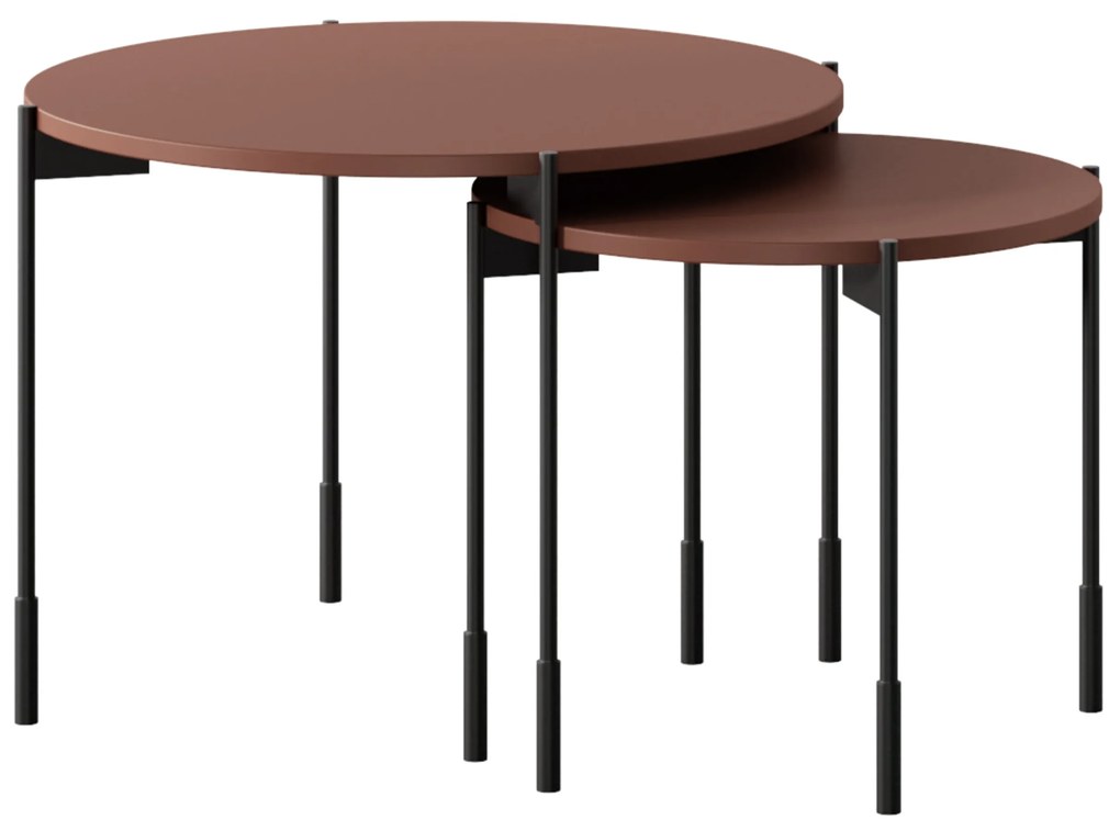 Stolik kawowy Sonatia 45 cm okrągły na metalowych nogach - burgund