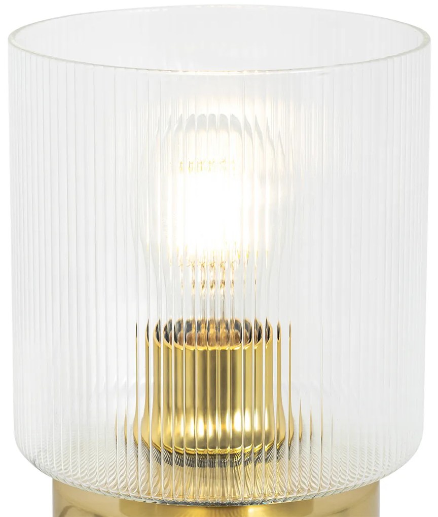 Lampa stołowa w stylu art deco złota ze szkłem - Laura ArtDeco Oswietlenie wewnetrzne
