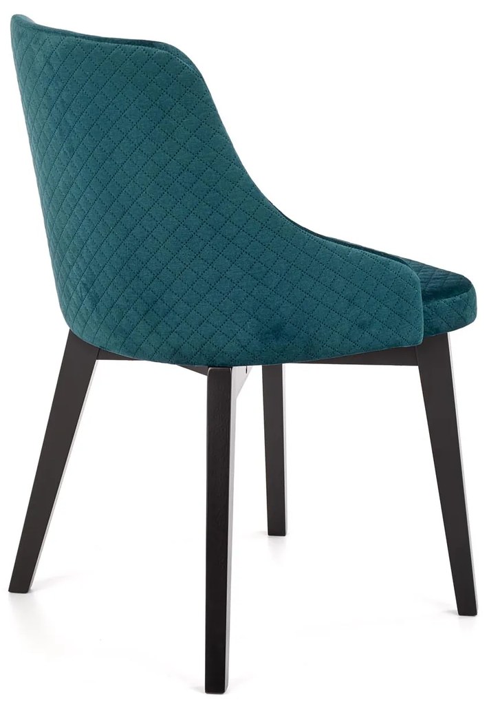 Krzesło tapicerowane czarny/ciemno zielone welurowe TOLEDO 3 pikowane