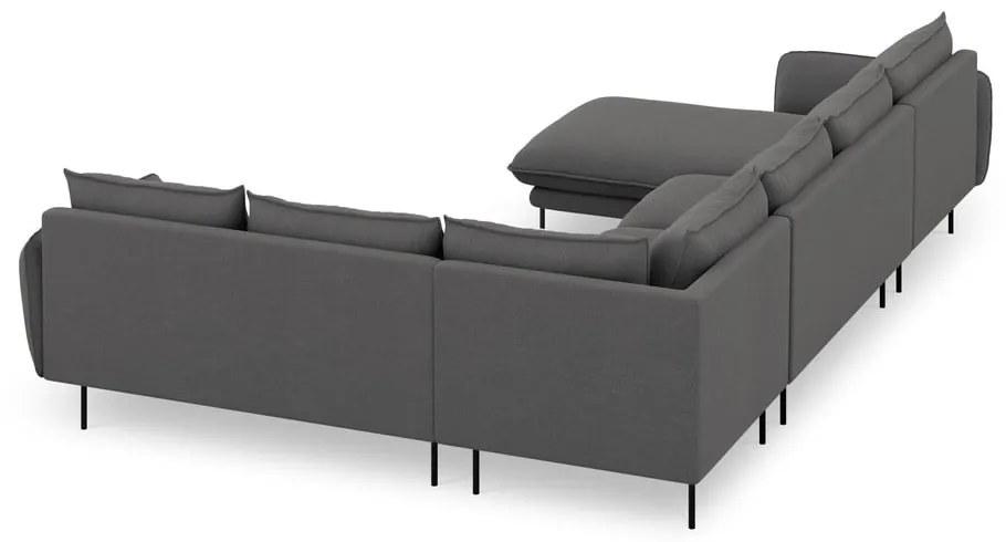 Ciemnoszara sofa w kształcie litery U Cosmopolitan Design Vienna, prawostronna