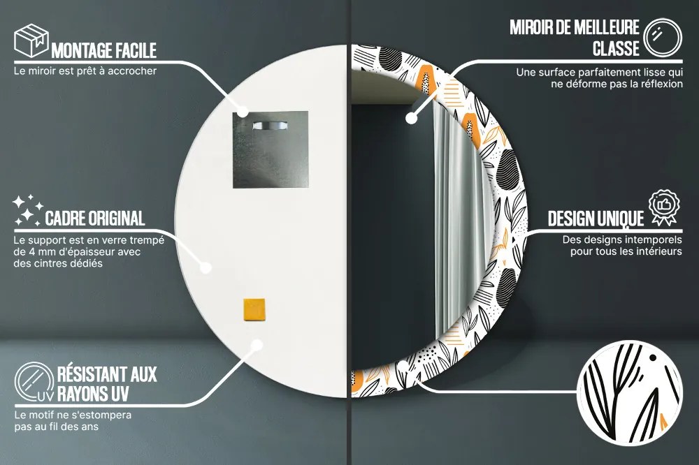 Wzór papai Lustro dekoracyjne okrągłe