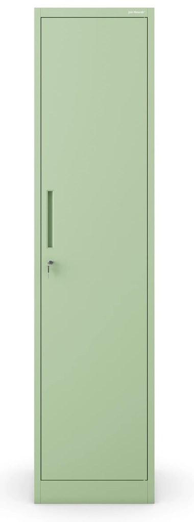 Szafa biurowa metalowa na akta, wąska, pastelowy zielony, 450x1850x400 mm: ALEX Fresh Style