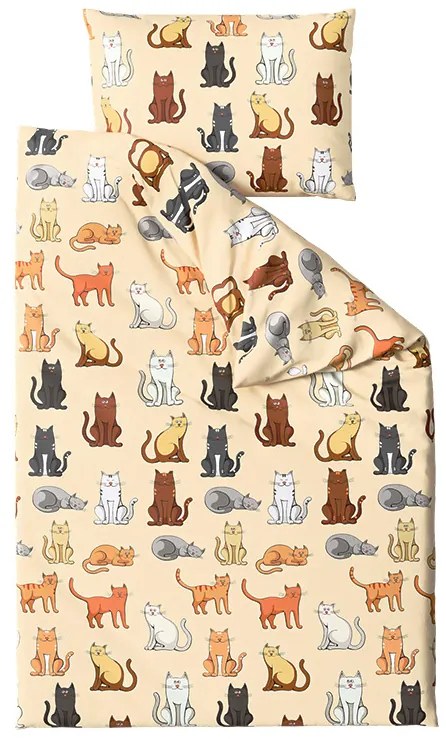PrzytulneMieszkanie.pl PrzytulneMieszkanie.pl Pościel z mikropluszu COLORED CATS w kolorze kremowym Rozmiar pościeli: 70 x 90 cm | 140 x 200 cm