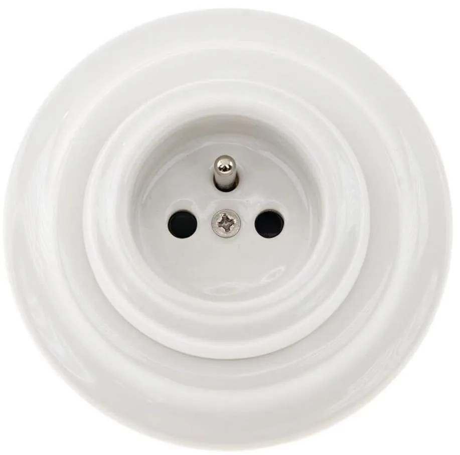 Bohemia-Design - Porcelanowe retro gniazdko domowe z ramką 250V/16A białe