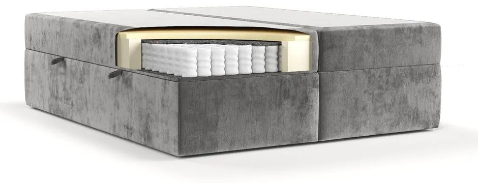 Szare łóżko boxspring ze schowkiem 180x200 cm Yoko – Maison de Rêve