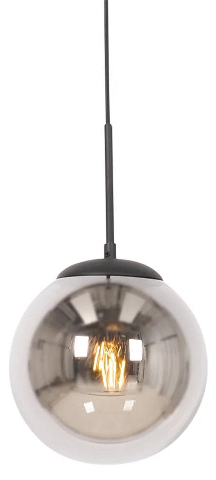 Lampa wisząca w stylu art deco czarna z przydymionym szkłem - Flore