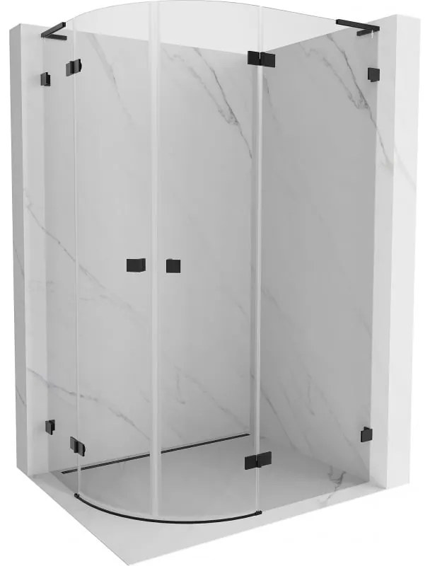 Mexen Lunar L kabina prysznicowa półokrągła uchylna prawa 90 x 80 cm, transparent, czarna - 833L-090P-0800L-70-00