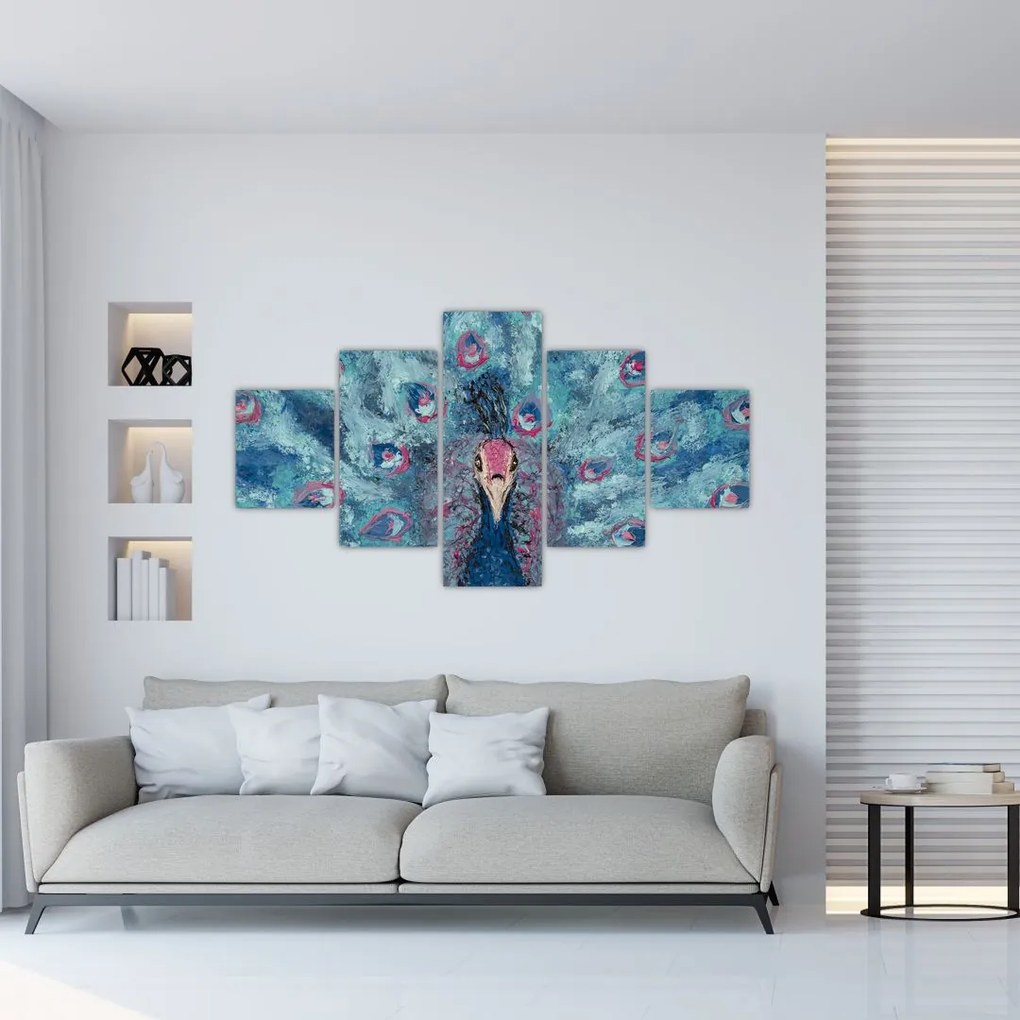 Obraz namalowanego pawia (125x70 cm)