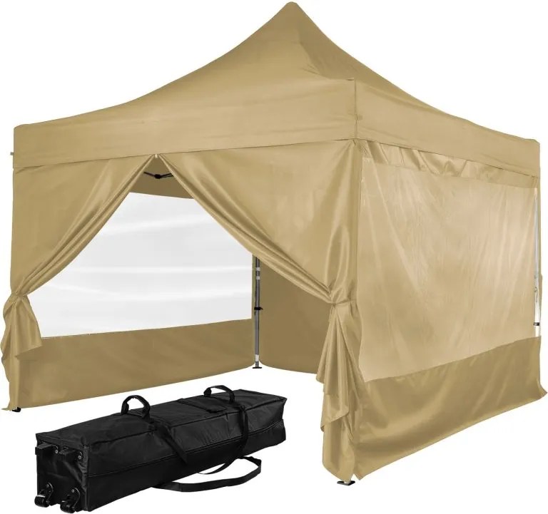 Namiot ogrodowy nożycowy 3×3 m beżowy – 5 poziomów wysokości